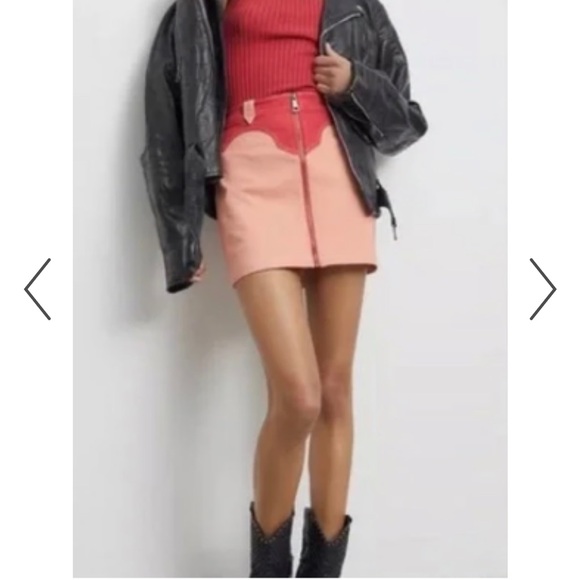 Urban Outfitters BDG Western Cowgirl Orange Red Mini Skirt Size S - Picture 2 of 10